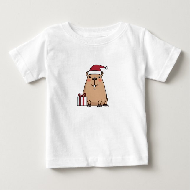 Camiseta De Bebé Diversión navideña de Santa Capybara (Anverso)