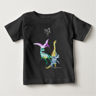 Camiseta De Bebé Diversión y rugido de dinosaurios acuarela