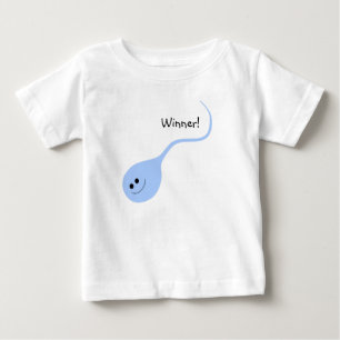 Camiseta de bebé divertida azul del ganador