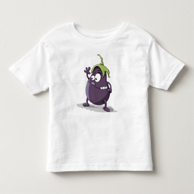 Camiseta De Bebé divertida, berenjena, bebé, berenjena y pescado fr (Anverso)