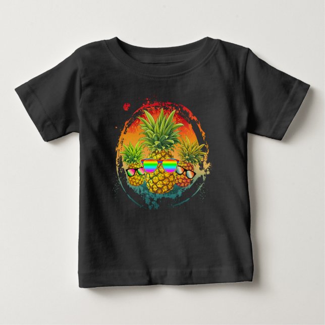 Camiseta De Bebé Divertidas Vibes de verano de piña (Anverso)