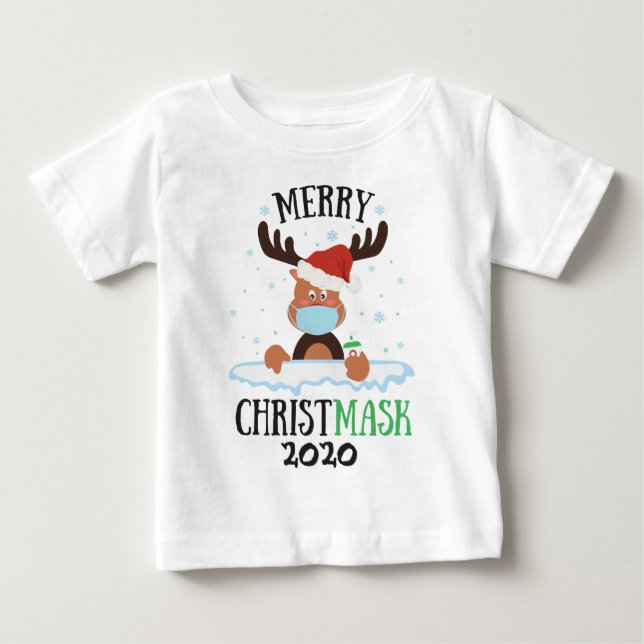 Camiseta De Bebé Divertido alegre Christmask reno máscara de máscar (Anverso)