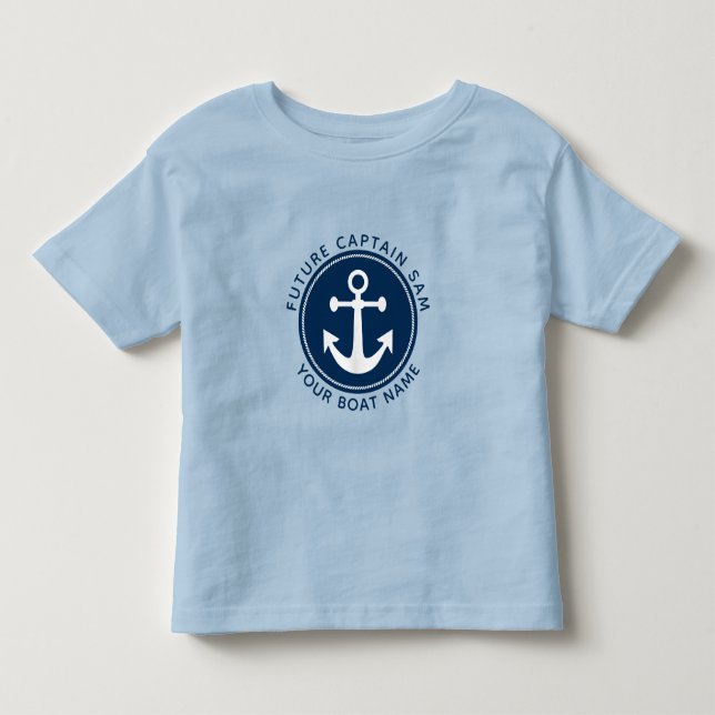 Camiseta De Bebé Divertido Ancla Náutica Naval Naval Capitán Nombre (Anverso)