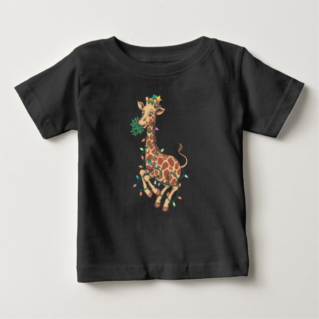 Camiseta De Bebé Divertido árbol de Navidad Giraffe Lover Regalo Lo (Anverso)