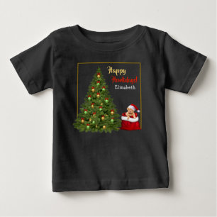 Camiseta De Bebé Divertido árbol navideño Santa Claus navidad per