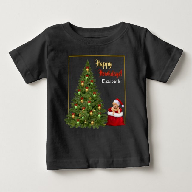 Camiseta De Bebé Divertido árbol navideño Santa Claus navidad perso (Anverso)