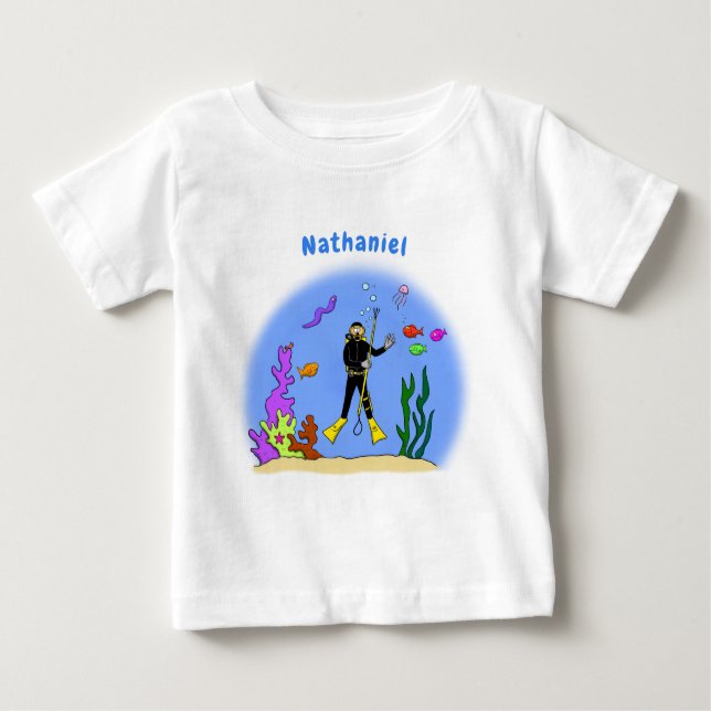 Camiseta De Bebé Divertido buceador de scuba y personalizado de cri (Anverso)