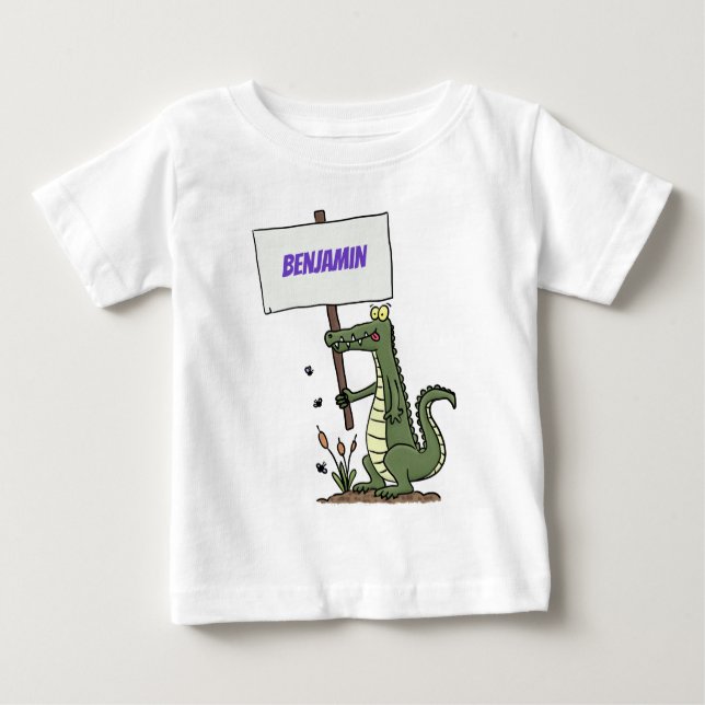 Camiseta De Bebé Divertido cocodrilo alineador con personalizado de (Anverso)
