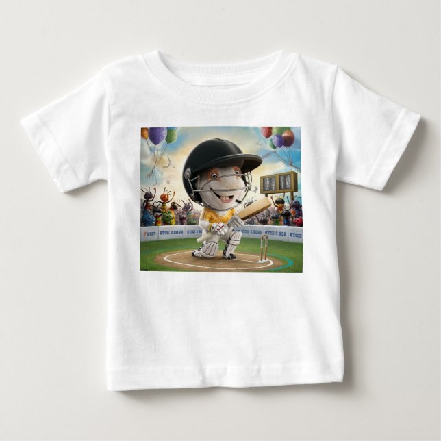 Camiseta De Bebé Divertido conejo de cricket Batsmen (Anverso)