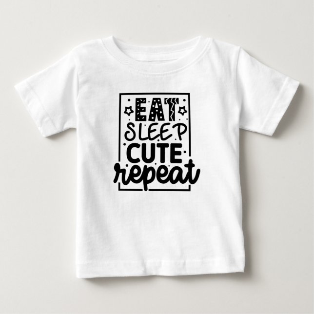 Camiseta De Bebé divertido Eat Sleep Repetir frases sarcásticas (Anverso)