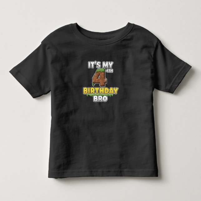 Camiseta De Bebé Divertido Es Mi Cumpleaños Número 4 Hermano Videoj (Anverso)