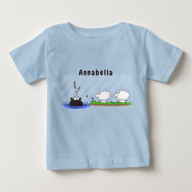 Camiseta De Bebé Divertido hipopótamo birdie dos ovejas (Anverso)