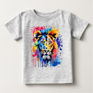 Camiseta De Bebé Divertido león colorido acuático