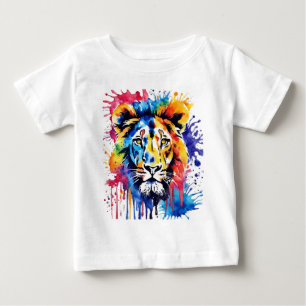 Camiseta De Bebé Divertido león colorido acuático
