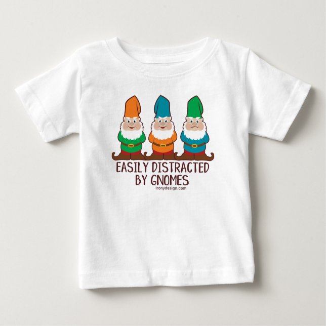 Camiseta De Bebé Divertido lindo distraído fácilmente por gnomos (Anverso)