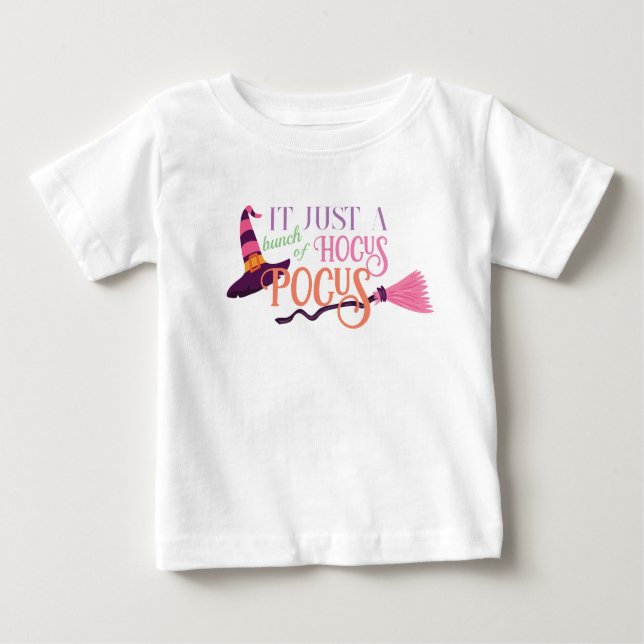 Camiseta De Bebé Divertido lindo hocus rosada ocus Gorra de Hallowe (Anverso)