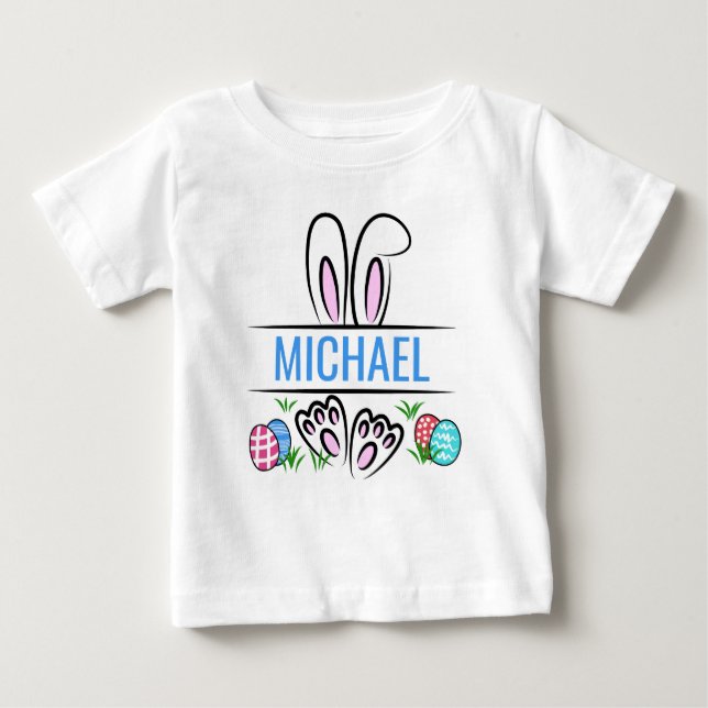 Camiseta De Bebé Divertido nombre de conejito de Pascua Personaliza (Anverso)