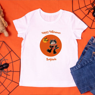 Camiseta De Bebé Divertido nombre Halloween lindo gato negro gatito