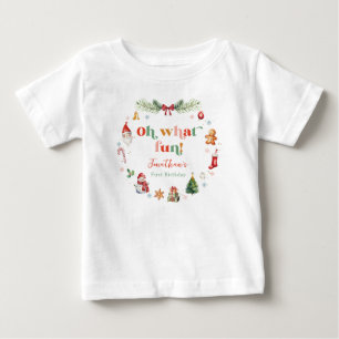 Camiseta De Bebé Divertido Oh Qué Diversión Primera Navidad Cumplea