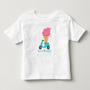 Camiseta De Bebé Divertido Patinete de Helado Rosa de Verano Dulce 