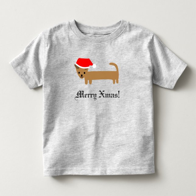 Camiseta De Bebé Divertido perro de Dachshund Feliz Navidad (Anverso)
