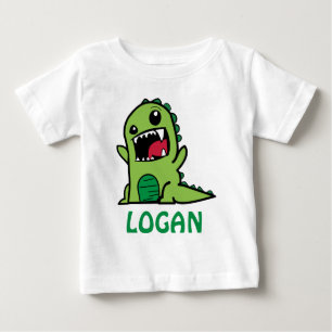 Camiseta De Bebé Divertido personalizado de dinosaurios con nombre