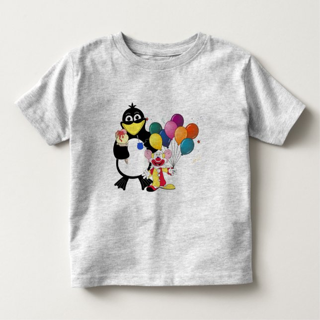 Camiseta De Bebé Divertido pingüino y personalizado de payasos (Anverso)