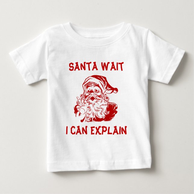 Camiseta De Bebé Divertidos Navidades rojos Santa espera puedo expl (Anverso)
