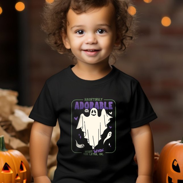 Camiseta De Bebé Divertiginosos y divertidos dichos de Fantasma de  (Hauntingly Adorable Funny Halloween Ghost Sayings Baby T-Shirt)
