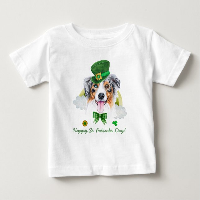 Camiseta De Bebé Diviértete Pastor Australiano Día de San Patricio  (Anverso)