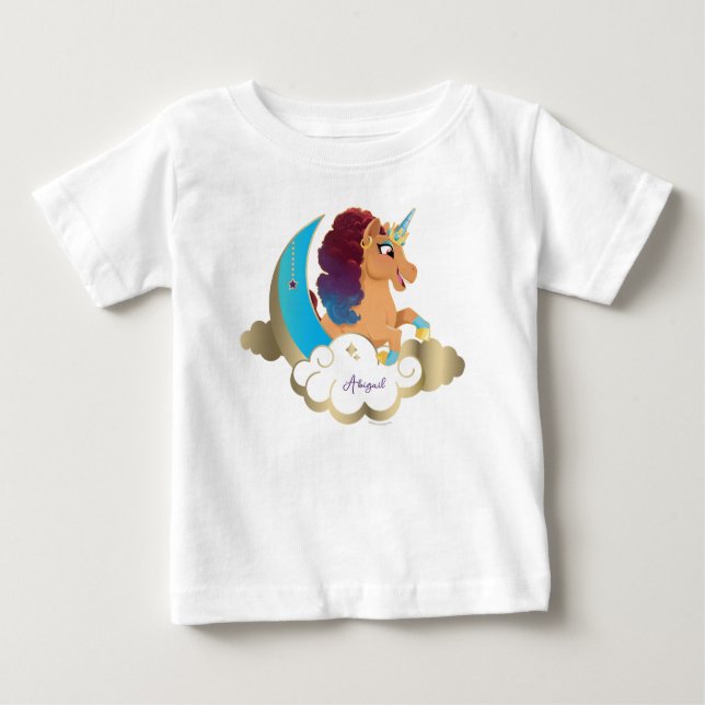 Camiseta De Bebé Divino el Unicornio | Luna y Nubes (Anverso)