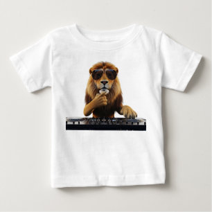 Camiseta De Bebé DJ León Cool con Gafas de Sol Mezclando Música en