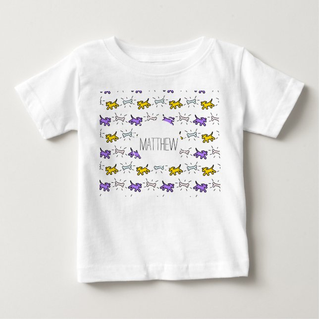 Camiseta De Bebé Dog Bone Graffiti Style Nombre Elegir color Tee (Anverso)