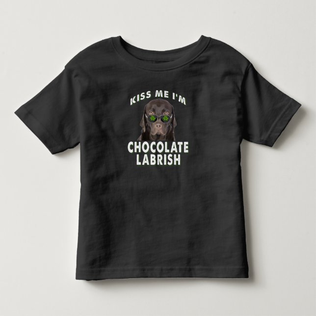 Camiseta De Bebé Dog Lover | Bésame soy Labrish de chocolate (Anverso)