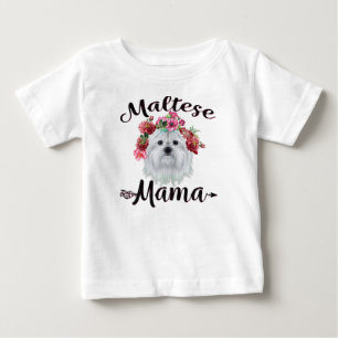 Camiseta De Bebé Dog Lover Flores de perro maltesas y maltesas de