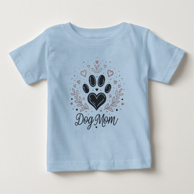 Camiseta De Bebé Dog Mom Baby Toddler Paw Heart (Anverso)