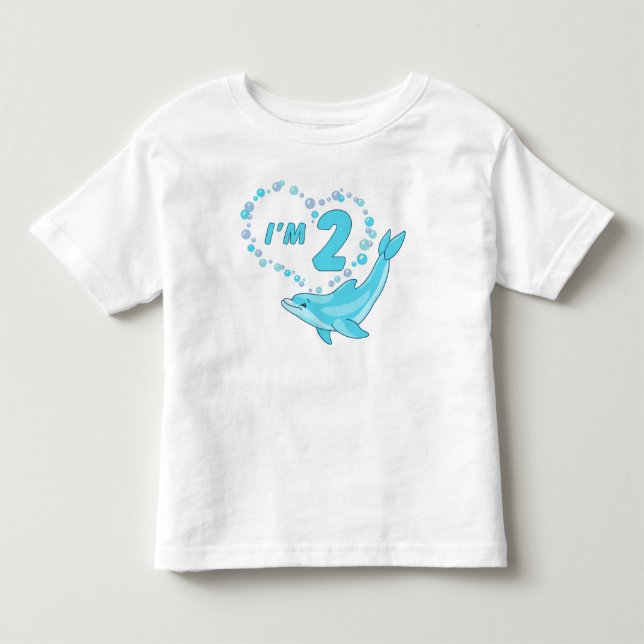 Camiseta De Bebé Dolphin Heart 2º cumpleaños (Anverso)