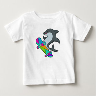 Camiseta De Bebé Dolpin como Skater con Skateboard