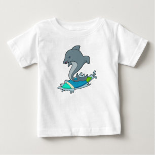 Camiseta De Bebé Dolpin como surfista con Surfboard