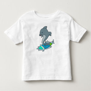 Camiseta De Bebé Dolpin como surfista con Surfboard