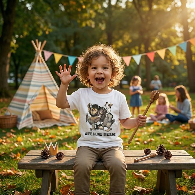 Camiseta De Bebé Donde las cosas salvajes son personajes (Generated image of t-shirt on child)