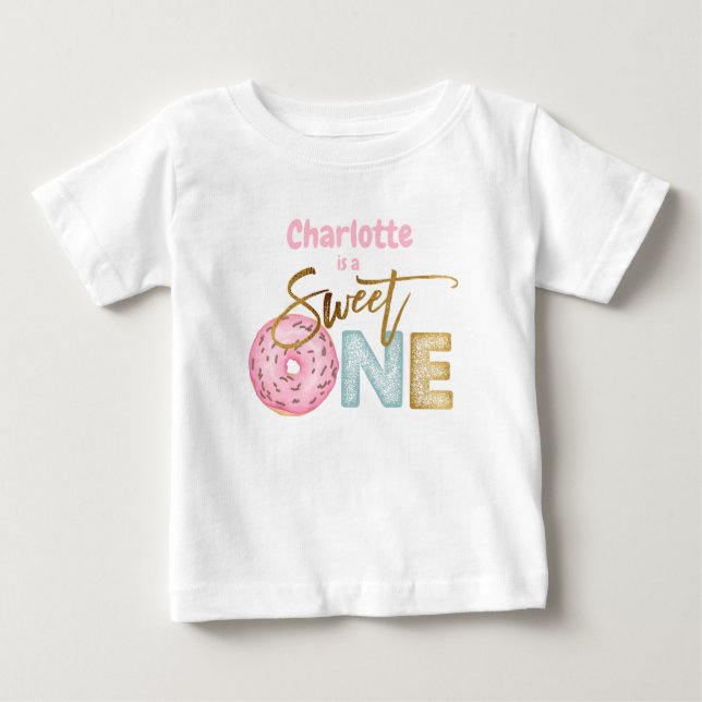 Camiseta De Bebé Donut Sweet One First Birthday (Anverso)