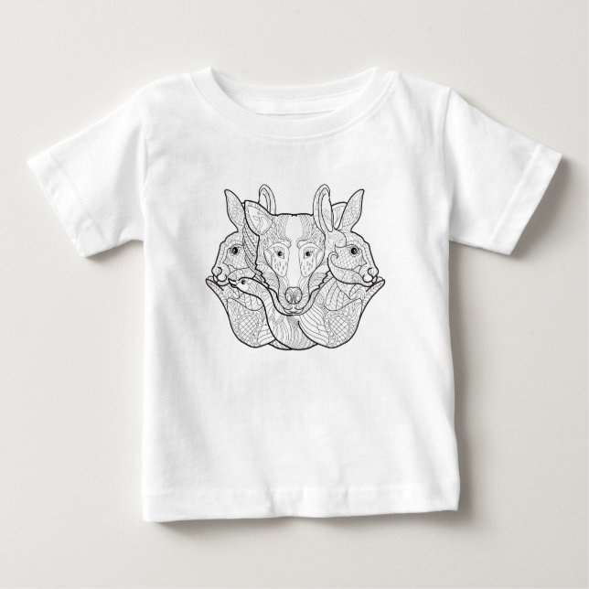 Camiseta De Bebé Doodle animal del grupo (Anverso)