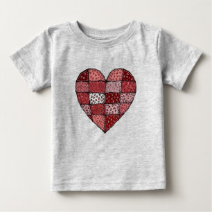 Camiseta De Bebé Doodle Art Estilo Parche de Corazón para el Día de