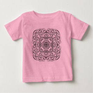 Camiseta De Bebé Doodle cuadrado decorativo hermoso