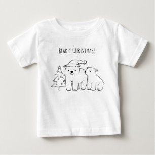 Camiseta De Bebé Doodle de Navidades de osos polares cortos a mano