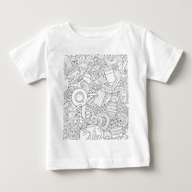 Camiseta De Bebé Doodle del café y del té (Anverso)