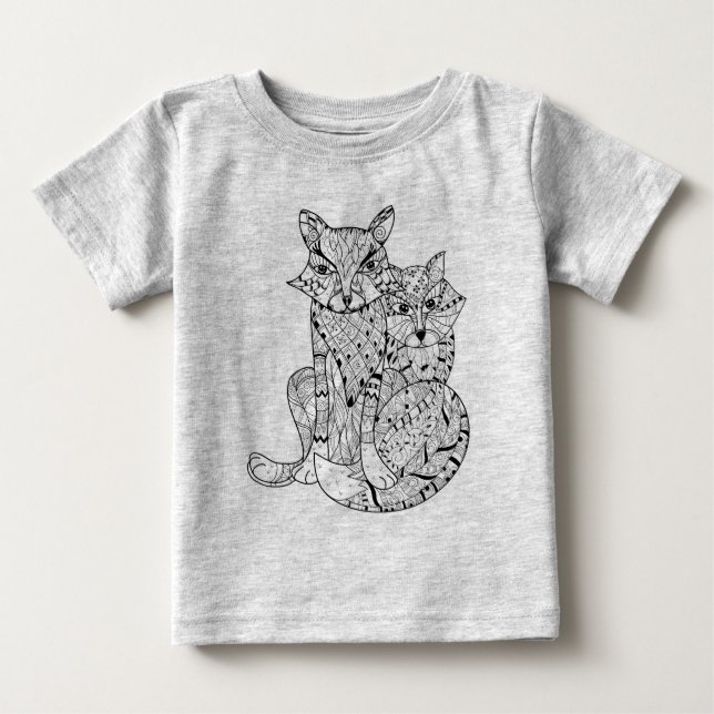 Camiseta De Bebé Doodle del Fox de Boho (Anverso)