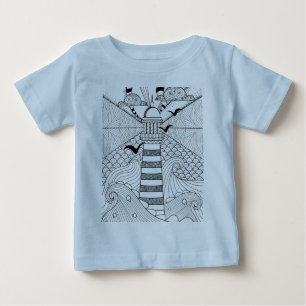 Camiseta De Bebé Doodle dibujado mano del faro