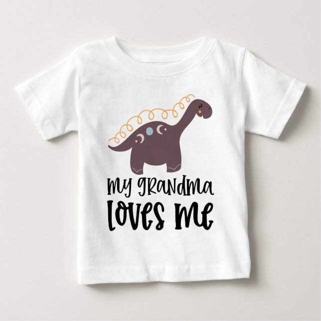 Camiseta De Bebé Doodle Dino 🦖 Mi abuela me ama (Anverso)